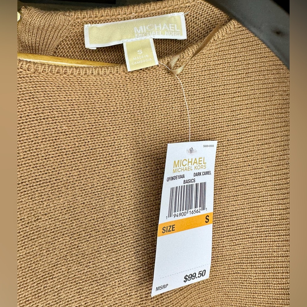 NWT Michael Kors small taupe sweater with zipper in back. New with tags! - Picture 3 of 7